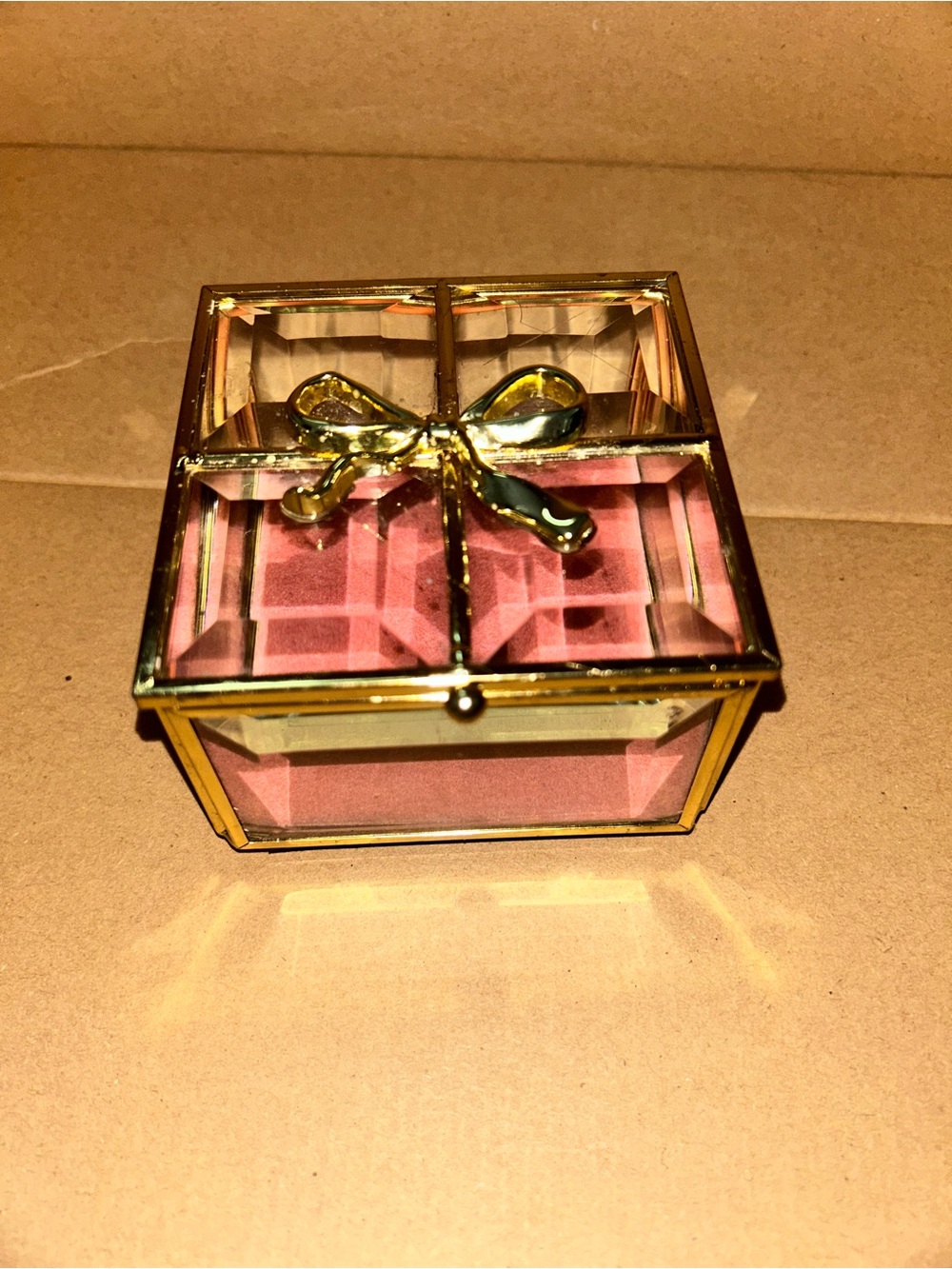 Glass Jewelry Gift Box with Gold Bow